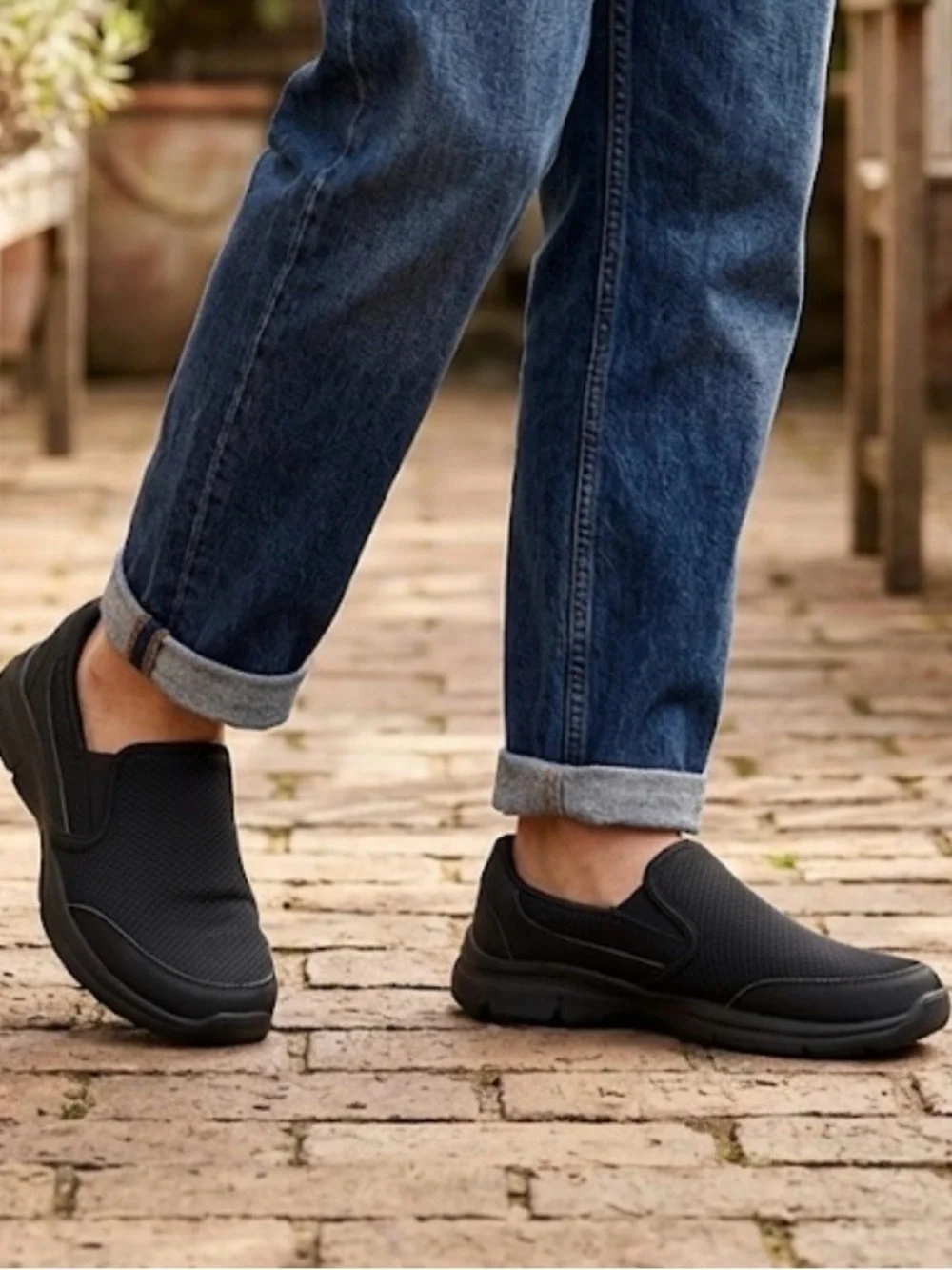 Skechers Men's Black Slip-On Comfort Loafers